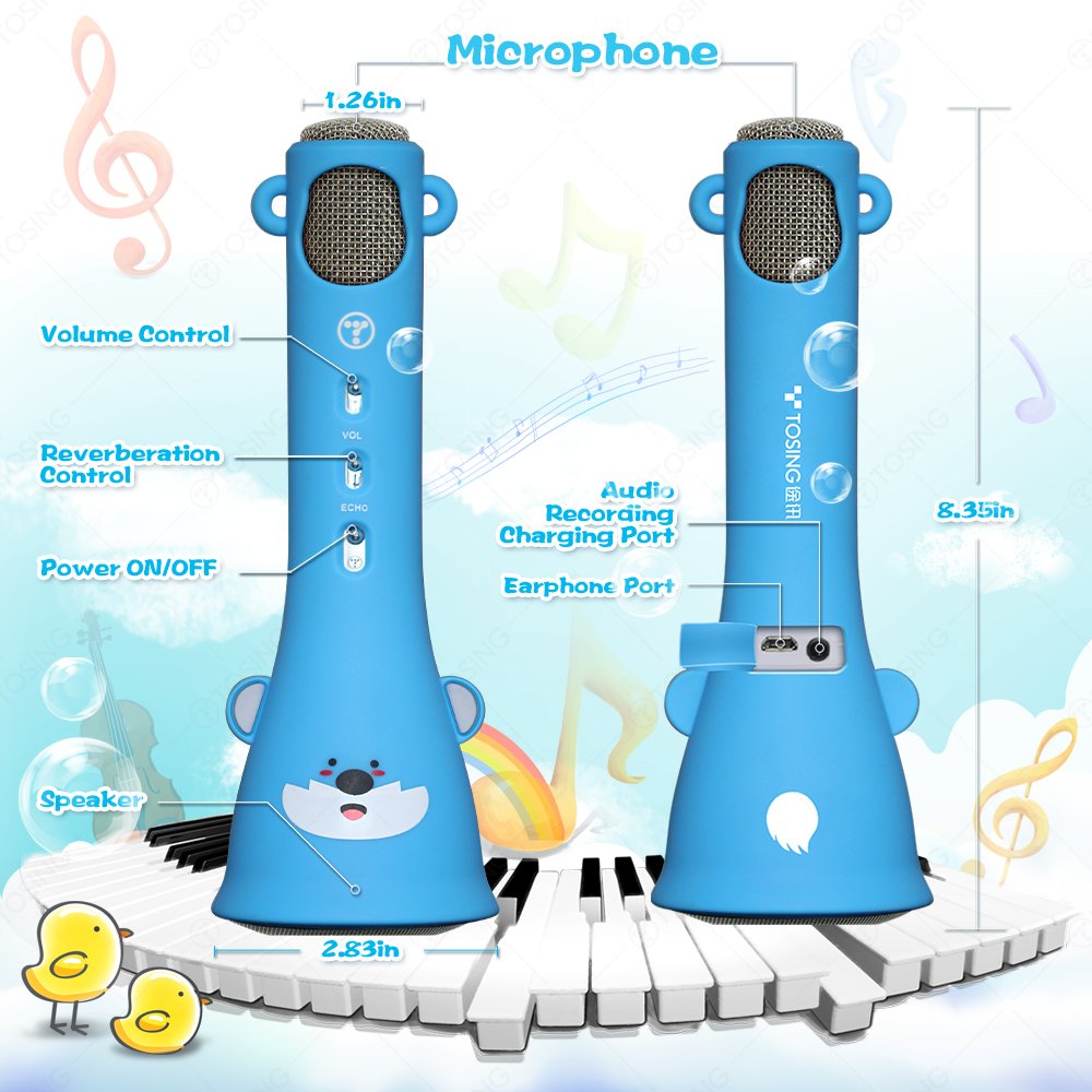 TOSING x3 Karaoke Microphones per bambini Microfono senza fili miglior regalo per ragazzi e ragazze compleanno 2018-Kids… - immagine 7