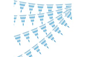 Cheloveer Oktoberfest Wimpelkette Bayerische Deko Oktoberfest Deko Bayrische Deko 20mBayerisch Wiesn Blau/Weiß Dreieck Banner Deko Oktoberfest set Oktoberfest Bayrische Deko für Bierfest Innen Outdoor