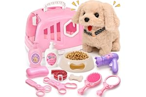 G.C Hund Spielzeug Kinder Interaktives Plüsch Hund mit Leine der Läuft und Bellt Schwanzwedeln Kuscheltier Hund Elektrisch Haustier Rollenspiel Spielzeug Geburtstag Geschenke für Mädchen 3 4 5 6 Jahre