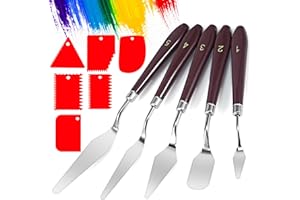 Siumir Palette Knife 11 Pcs Set, 5 Painting Knives+ 6 Scrapers, Pallet Knife, Wooden Handle Paint Spatula for Oil/Acrylic/Canvas Painting Art Color Mixing
