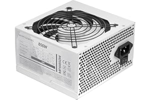 Mars Gaming MPIII850, Alimentation PC ATX 850W, 5 Ans de Garantie, 85% d'Efficacité, Système Digital APFC, Ventilateur FDB 120mm AI-RPM, Technologies DC-DC e SMD, Câbles Plats Extra-Longs, Blanc