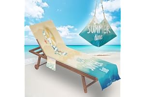 FANSU Schonbezug Für Gartenliege Frottee Liegenauflage Liegestuhl Handtuch mit Taschen Strand Strandliegenauflage Weich Strandtuch für Reisen Schwimmen (75x210cm,Graffiti Sommer)