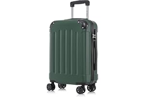 yonsly Koffer Suitcase M Dunkelgrün, Trolley Reisekoffer, Rollkoffer Handgepäck, Kabinenkoffer mit 4 Rollen 360°, Hartschalenreisekoffer, Zahlenschloss, Weicher Gummigriff