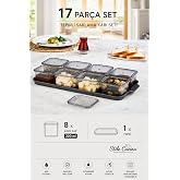 17 Par&ccedil;a Tepsili Kahvaltılık Saklama Kabı Seti &ndash; 8x300 ml Kare Kap, BPA İ&ccedil;ermeyen Kapaklı (Antrasit8liKare)
