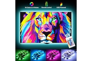 LightingWill LED TV Backlights, 5V 1M/3.3ft USB Powered Bias Lighting Kits with RF Remote Controller (16 Colors and 4 Dynamic Modes),5050 RGB LED Strip Lights for HDTV,PC Monitor，Home Theater