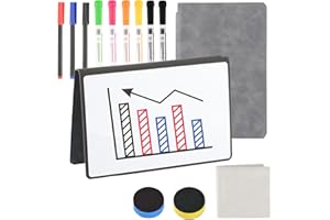 HUANGXINYU Small Whiteboards A5 Whiteboard Notebook, Mini Dry Erase Whiteboard Notepad, Small White Board Note Pad, Reusable to Do List Notebook with Pens & Erasers for School Office Desk Notes Message