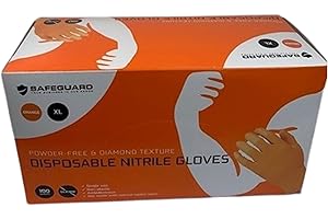 ATP Consumables Orange Diamond Grip Nitrile Gloves XL - Industrial Strength, Textured for Enhanced Grip - Heavy Duty Rubber Gloves - Waterproof Gloves - Latex-Free - Disposable Gloves - 1 Box