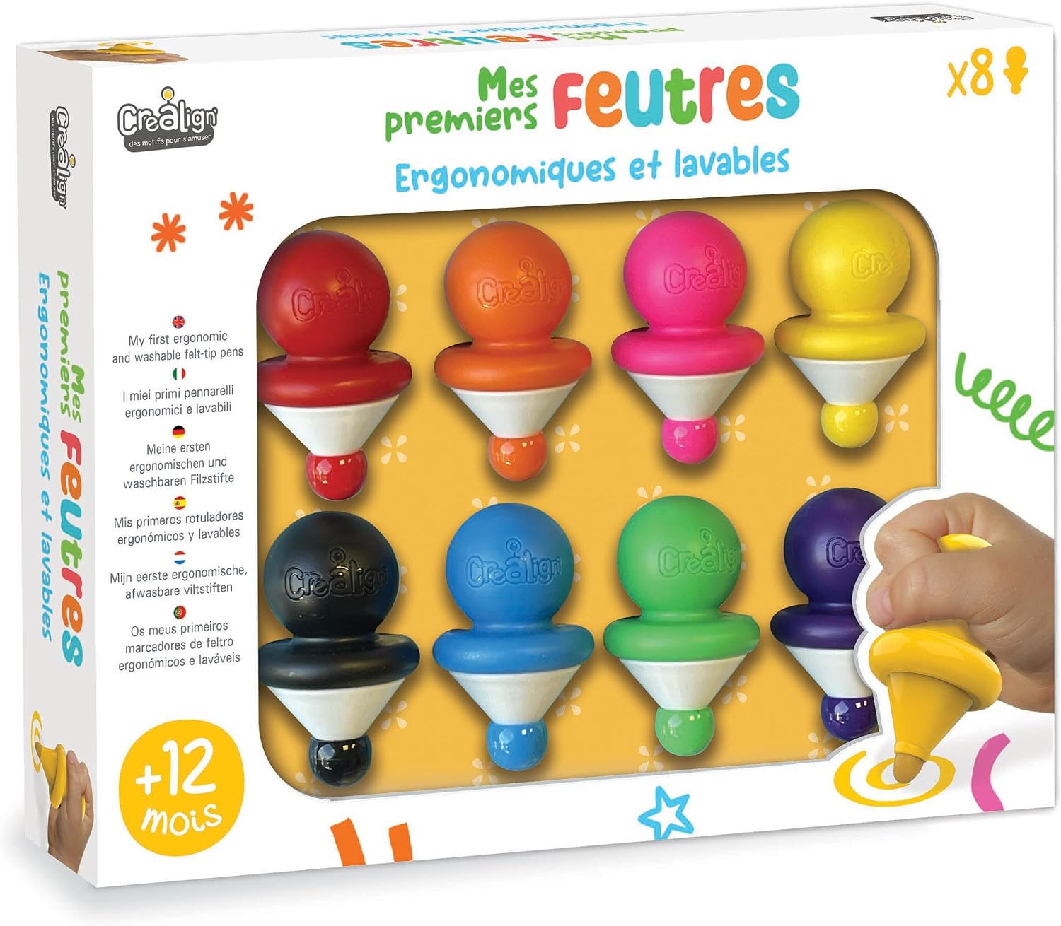 Crea lign' - Coffret Loisir Créatif - Mes Premiers Crayons x9 - Dès 12 Mois - CL195 - Mise en situation et utilisation