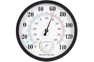 SEIUDKTY Termómetro Higrómetro Interior Exterior 2 en 1 con Pantalla Acrílica Termómetro de Ambiente 25 cm Pantalla Grande Automática para Casas, Invernaderos, Jardines