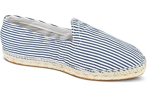 weltenmann Corralejo – Espadrillas Slip-on a Colore a Strisce Strette in Cotone con Borsa di Stoffa, 41-46, Handmade in Spain
