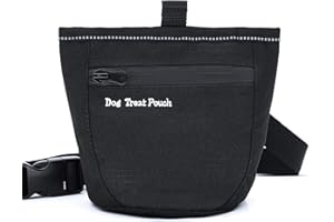 Aplusdeal Borsa da addestramento per cani Borsa per alimenti per animali domestici Borsa per snack per cani Borsa per esche con tracolla regolabile, chiusura magnetica, Nero