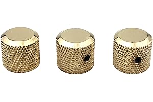Guyker 3Pcs Potentiometer Control Knobs with 6mm(0.24”) Dia. Shaft Pot - High Grade Knurled Volume Tuning Audio Knob Replacement for Electric Guitar or Precision Bass - CNC Machined(Golden)