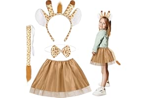 Fennoral 4pz Set Costume Animali Bambina Costumi Animali Bambini Costume per Travestimento da Animale-Fascia Papillon Coda Tutù Tulle-per Carnevale Halloween Imitazione Cosplay Festa Regalo