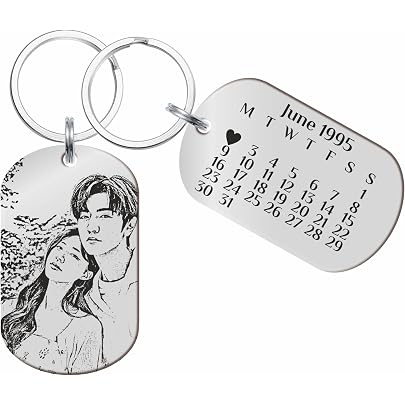 Custom Photo & Text Keychain For Women - Stainless Steel Engraved Personalized Gift For Her