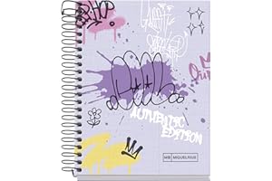 Miquelrius - Cuaderno A6, Cuadrícula 5 mm, Cuaderno tapa dura, Libreta A6 con 120 hojas microperforadas, Libreta A6 con 4 colores para organizar, Papel Extra Opaco 70 g/m², Sin taladros