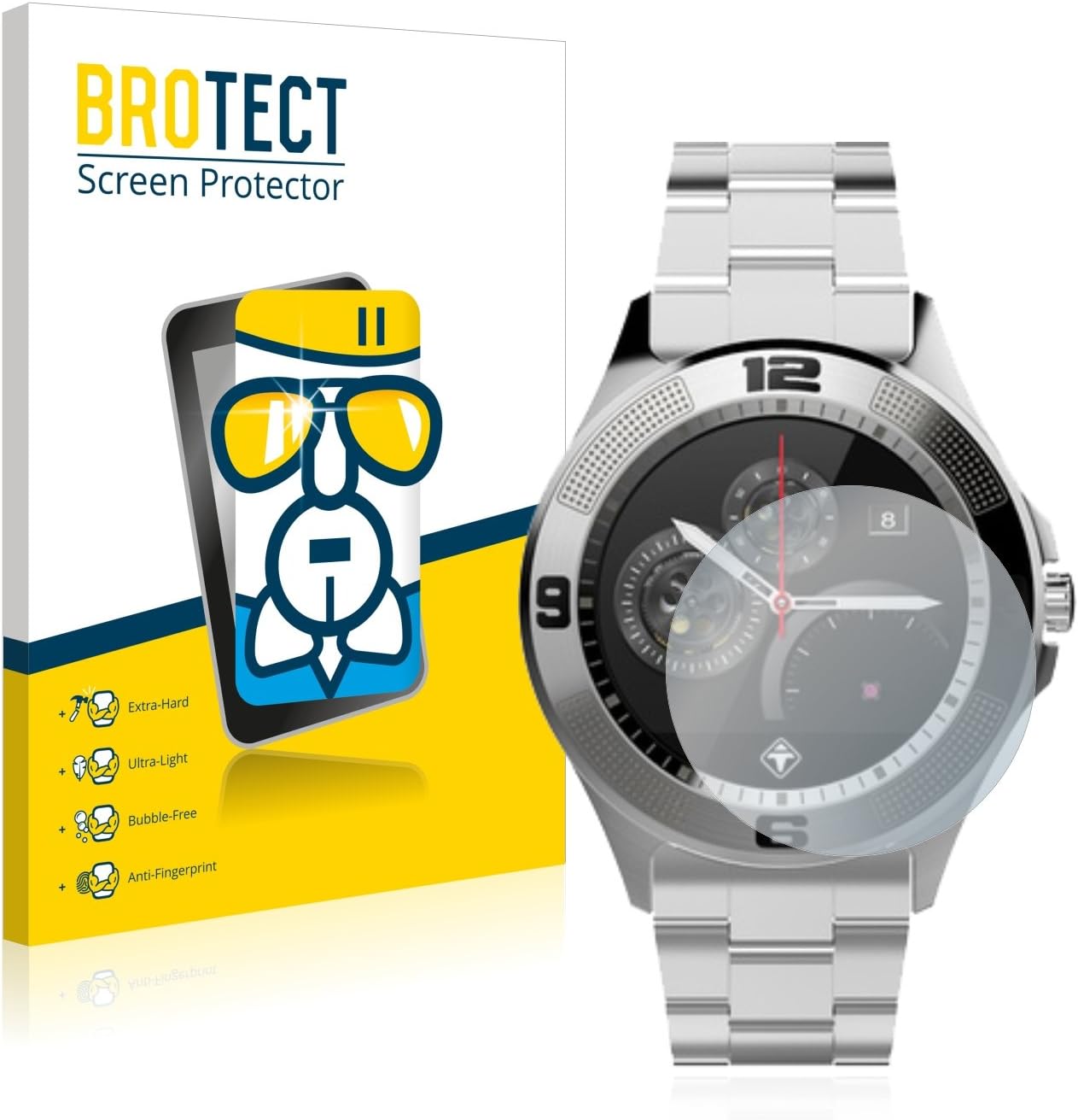 brotect Glass Screen Protector compatible with Tiger Smartwatch London 9H Glass Protector, AirGlass