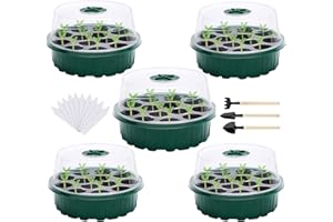 SEASBOES 5 pièces Mini Serre pour Semis, Bac à semis, Plateau Semis Transparente, 13 Trous Serre Intérieure Pépinière Boîte Propagateur Jardin, Plateaux de Culture