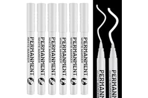 TOPCZY 6 Stück Permanent Marker Stifte Weiß, Schnelltrocknender Stifte Weiß, Weißer Wasserbasierte Stift für Schwarzes Papier, Wasserfeste Fine Tip Marker Stift, Multifunktional Stift für Zeichnung DIY