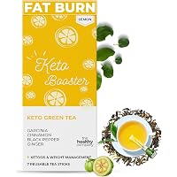 The Healthy Company - Weight Loss Keto Booster Green Tea (Lemon Flavor) - Garcinia,Cinnamon,Black Pepper,Ginger ( Box of…
