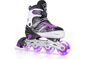 DUZSKJ Patines en línea Ajustables para niños y niñas con Ruedas de iluminación, Patines Ajustables para niños, para Principiantes, niños, Juegos al Aire Libre en Interiores