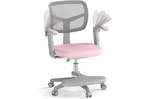 ‎COSTWAY COSTWAY Schreibtischstuhl Kinder, Sitzhöhe 41-52 cm höhenverstellbar Kinderschreibtischstuhl mit klappbarer Armlehne & Fußstütze, Kinderdrehstuhl mit Rollen, Bürostuhl für Jungen & Mädchen ab 3 Jahren