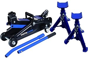 Motacare 2 TONNE HYDRAULIC TROLLEY JACK & PAIR OF 2 TONNE FOLDING AXLE STANDS