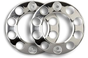 HANSEN STYLING PARTS 2 cubiertas universales para pernos de rueda de camiones de acero inoxidable pulido brillante en 22,5 pulgadas abiertas.