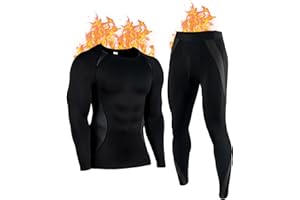 YESWEL Thermounterwäsche Herren, Winter Skiunterwäsche mit Innenfleece, Funktionsunterwäsche mit Eingriff, Atmungsaktiv Thermo Unterwäsche(M-2XL)