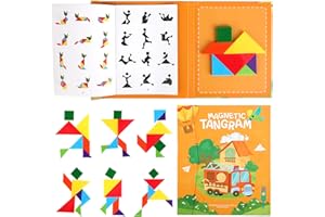 Strehknewen Tangram Magnetico per Bambini – Gioco Educativo da 3 a 12 Anni, Puzzle Logico Colorato, Giocattolo da Viaggio, Idea Regalo Compleanno