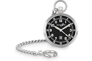 Hermann Jäckle Frankfurt III Taschenuhr – Quarzwerk, Mineralglas, 43 mm, mit Kette & Etui – Elegante Herrenuhr