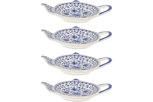 CABILOCK 4 Pièces en Céramique Sachet De Thé Plat Sachet De Thé Soucoupe Soucoupe Plat D'assaisonnement pour La Maison Cuisine De Pendaison De Crémaillère (Bleu)