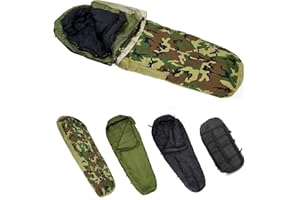 MT Army Military Modular Sleeping Bags System, Multi Layered with Bivy Cover for All Season, Woodland/Multicam