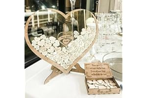 Ccarzzi Wedding Guest Book Alternative 80 Wooden Hearts Acrylic Wedding Books for Guests to Sign, with Storage Box, for Wedding Decorations, Graduation, Baby Shower
