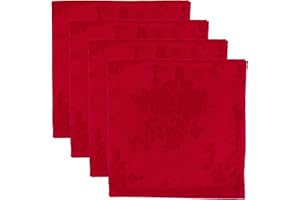 Kaket Cloth Napkins 4-Piece Set, 100% Cotton Napkins - 18 x 18 inches (45 x 45 cm) Hemstitched Tablecloth Napkins, Suitable for Dinner, Weddings, Parties, Christmas Napkins. (18" X 18"(45X45CM), Red)