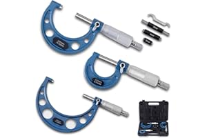 AccuGrapha Bügelmessschraube Satz 3 Stück, Messgenauigkeit 0,01 mm, Außendurchmesser Mikrometer Stahl mit 25 mm, 50 mm Kalibrierstange, Messbereich 0-25 mm 25-50 mm 50-75 mm