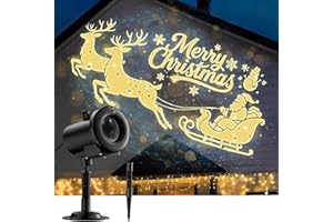 NAGUDENFO 12 in 1 Christmas Projector Outdoor,3D Dynamic Christmas Decorations,Clearer Santa Sleigh/Nativity/Ghost/Spider/Bat HD Patterns,Waterproof for Window Wall Garage Party Holiday Decor