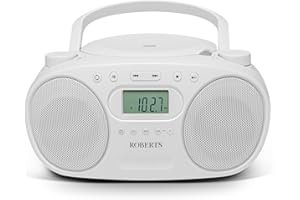 Roberts ZOOMBOXFM AM/FM CD Boombox with Bluetooth, White