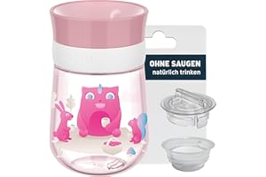 Landpark Trinklernbecher Rosa 2 Trinkaufsätze - saugfrei - Trinkbecher Baby 300 ml - BPA frei - Baby Cup zum Trinken lernen - ab 9 Monaten