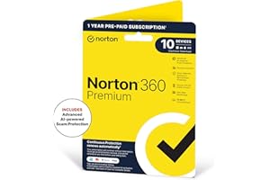 NORTONLIFELOCK Norton 360 Premium 2025, Antivirus software for 10 Devices and 1-year subscription with automatic renewal, Includes Secure VPN and Password Manager, PC/Mac/iOS/Android, Activation Code by Post