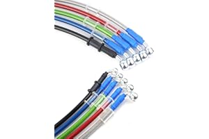 FIREYOURACING Tubazione olio idraulico AN3 1/8 tubo flessibile intrecciato tubo olio da 28 a 90 gradi M10 Banjo - 1000mm / blu