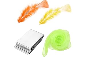 CHALYNA 4 Pieces Baby Sensory Scarf Feathers and Foil Blanket Set, Sensory Toys for Babies, Sensory Play for Babies Newborn Infant Toddler Presents Baby Shower Party Supplies (Orange, Yellow, Green)