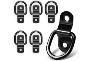 MissFox 6 anelli di fissaggio per rimorchio, anello D, accessori per rimorchio, carico 400 kg, occhielli con viti e supporto, in acciaio inox, per fissaggio del carico, camion, auto, barca, kayak