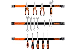 VonHaus Magnetic Tool Holders – Tools Strip 3 x 60cm / 24”, Includes Removable Dividers – Space-Saving & Strong Magnetic Tool Holder – Wall Mounted Strips for DIY Storage