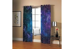 Tanboank Gardinen mit ösen Galaxie Vorhang Blickdicht Schlafzimmer Kinderzimmer Verdunkelungsvorhang Thermo Vorhänge Ösenvorhang 225x140cm 2 Stücke
