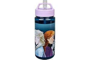 Scooli Butelka do picia Frozen – butelka na napoje dla dzieci z motywem – butelka na wodę z tworzywa sztucznego bez BPA – pojemność ok. 500 ml – zintegrowana słomka – idealna do przedszkola i szkoły