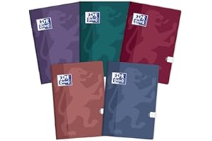 Oxford Touch Zeszyt A4 Notatnik Brulion, 60 Kartek, notes do biura i szkoły, zestaw 5 sztuk, mix kolorowych okładek