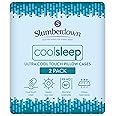 Slumberdown Cooling Pillow Cases 2 Pack - 2X Cooler to Touch Luxury Ultra Cool Pillowcases for Hot Sleepers & Summer Night Sweats - Silky Soft Breathable Pillow Case, Hypoallergenic, Blue (50 x 75cm)