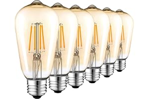 AidSci Vintage LED Edison Bulb, 4W (40W Equivalent) E27 400LM Filament Light Bulb, Retro Antique Style 2700K Warm White Ediso