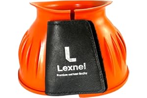 Lexnel Rubber Horse Bell Boots – Durable Overreach Protection & Secure Hook-and-Loop Closure (Orange, Large)