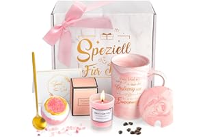 YIKSUNMY Geschenke für Frauen, Geburtstagsgeschenk für Frauen, Geschenk Tasse zum Muttertag, Weihnachten, Beste Freundin, 340ml Rosa Keramiktasse im Geschenkset